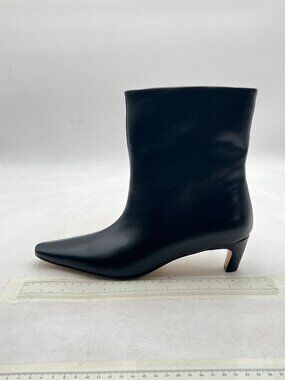 FSJ Black Square Toe Comfort Kitten Low Heel Ankle Boots Pull On Booties Winter